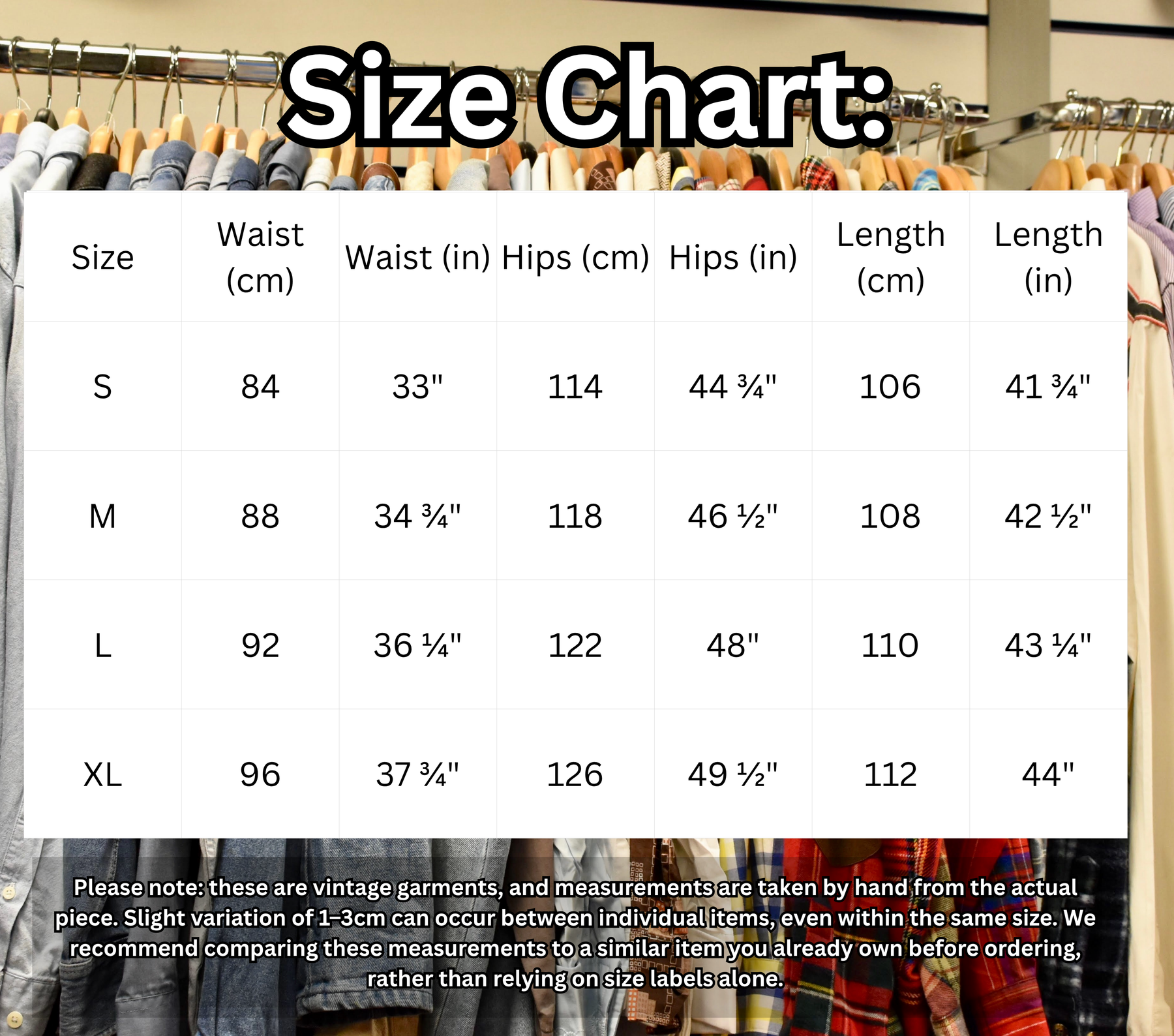 Size chart