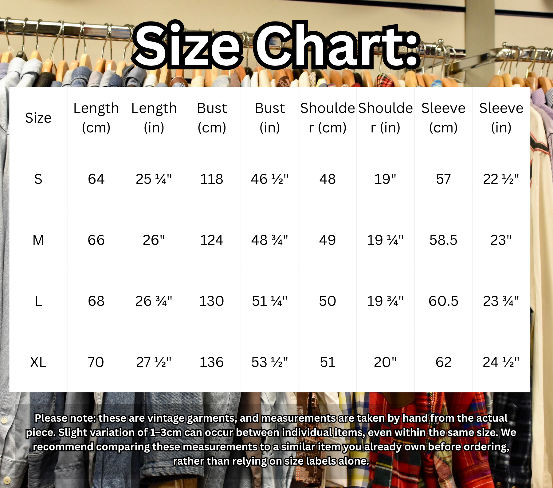Size chart