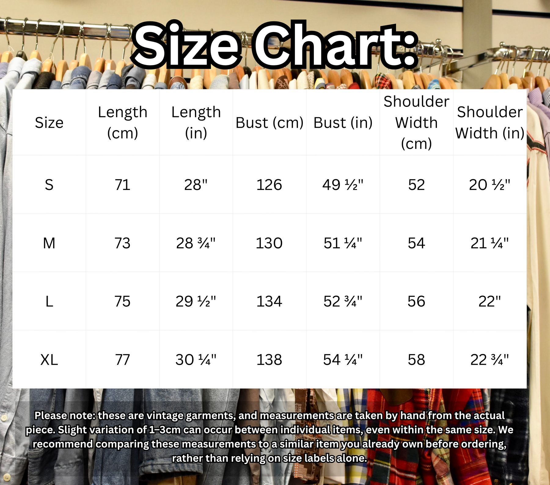 Size chart