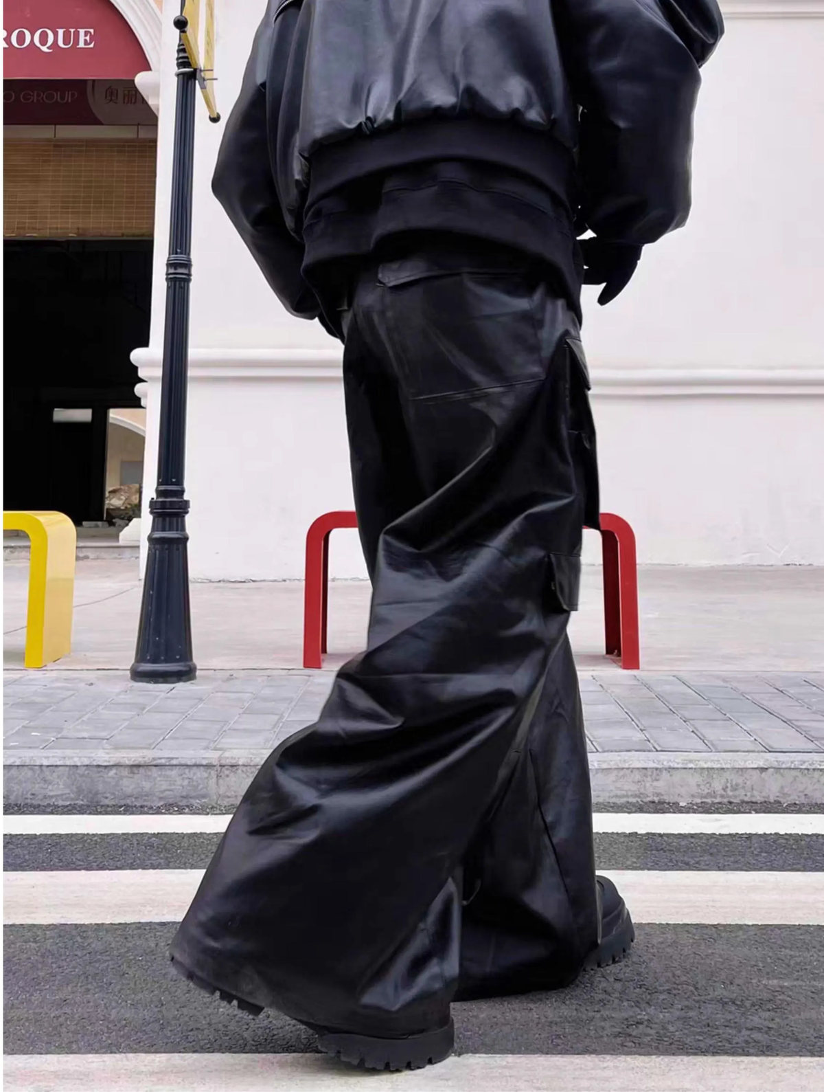 Oversized Dark Era Faux Leather Jeans