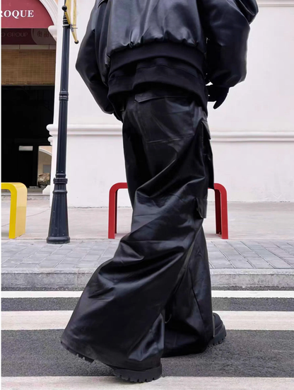 Oversized Dark Era Faux Leather Jeans
