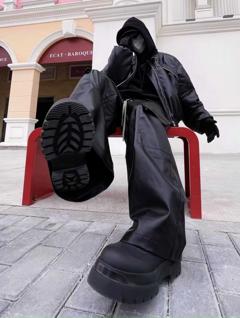 Oversized Dark Era Faux Leather Jeans alternate view