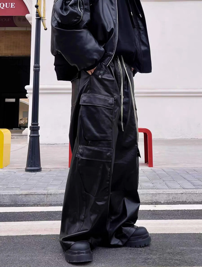 Oversized Dark Era Faux Leather Jeans